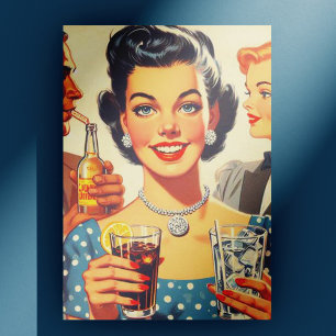 Carte Postale Illustration vintage des années 1950 de Drink Peop