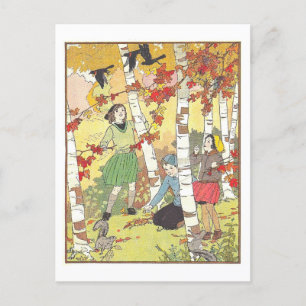 Carte Postale Illustration vintage du livre pour enfants d'autom