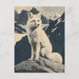 Carte Postale Illustration vintage du renard arctique