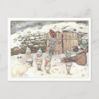 Illustration vintage Forêt Enfants Elsa Beskow