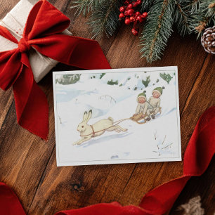 Carte Postale Illustration vintage Forêt Enfants Elsa Beskow