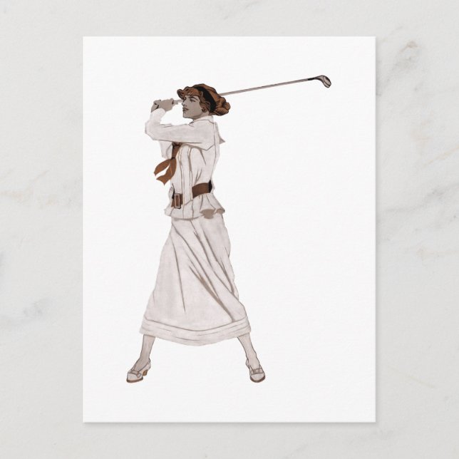 Carte Postale Illustration vintage golfeuse (Devant)