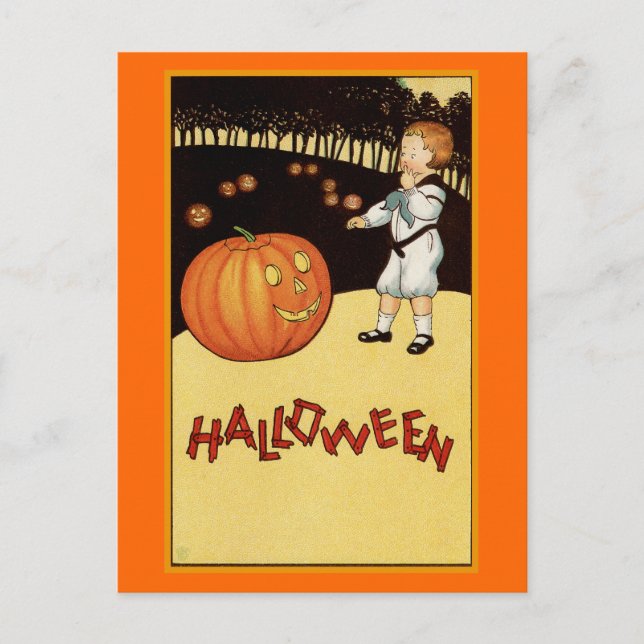Carte Postale Illustration Vintage "Halloween" (Devant)