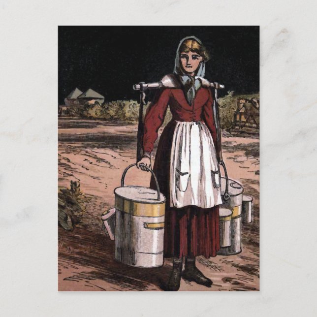 Carte Postale Illustration Vintage "La Milkmaid" (Devant)