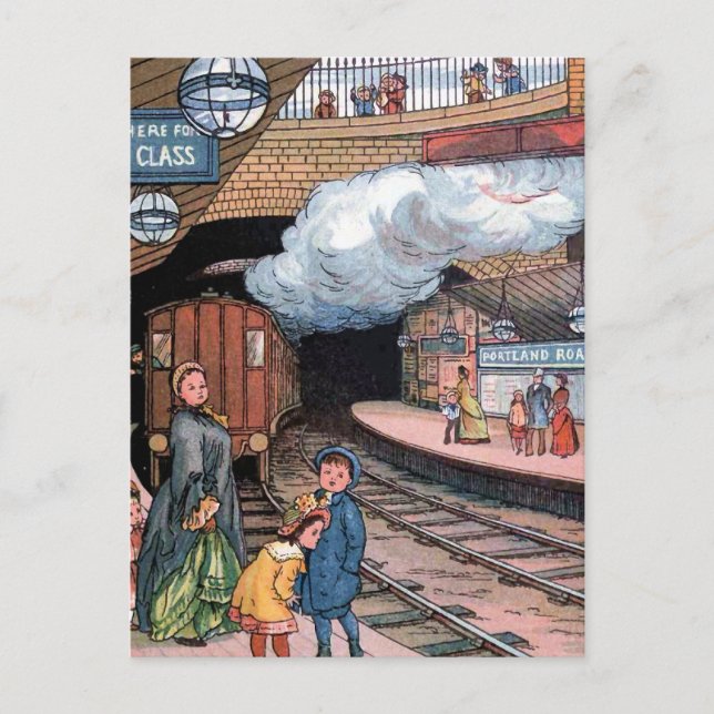 Carte Postale Illustration Vintage "The Underground, London" (Devant)