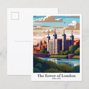 Carte Postale Illustration Vintage voyage de la Tour de Londres