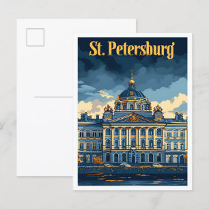 Carte Postale Illustration Vintage voyage de St Pétersbourg Russ