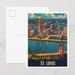 Carte Postale Illustration Vintage voyage St Louis Missouri USA