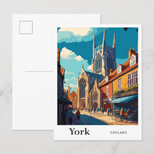 Carte Postale Illustration Vintage York England Travel