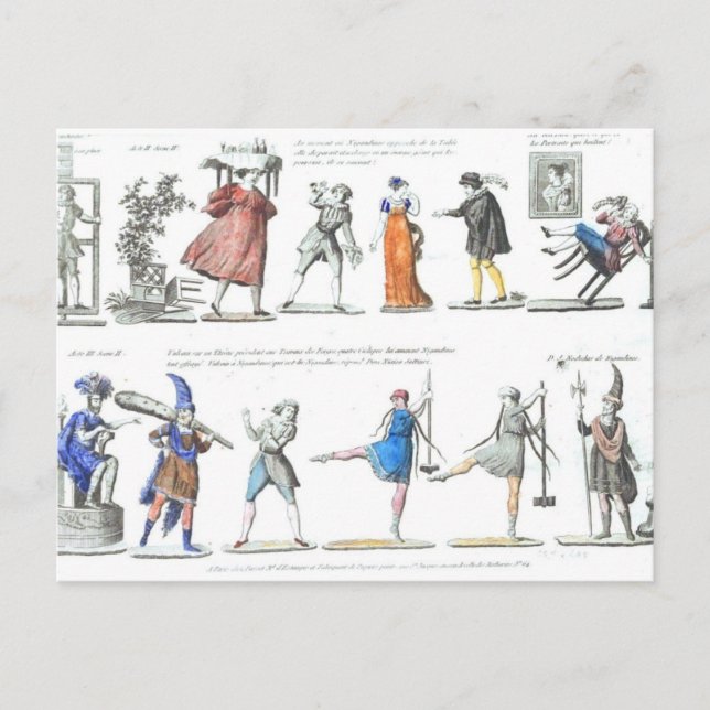 Carte Postale Illustrations de caractères de ballet français (Devant)