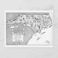 Carte postale illustrée de Caroline du Nord