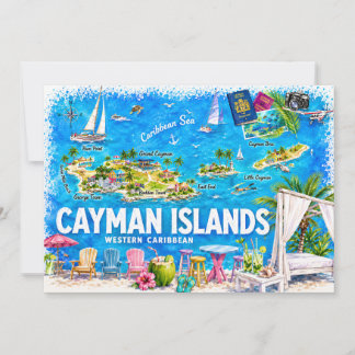 Carte postale illustrée des îles Caïmans