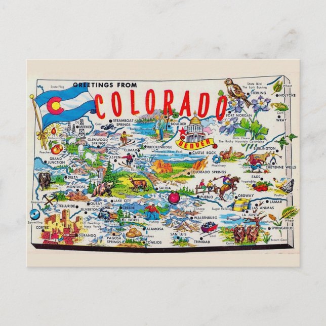 Carte postale illustrée du Colorado (Devant)