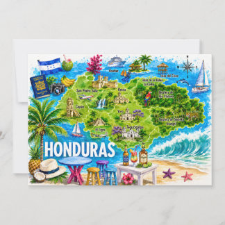 Carte postale illustrée du Honduras