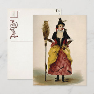 Carte postale illustrée par une sorcière victorien