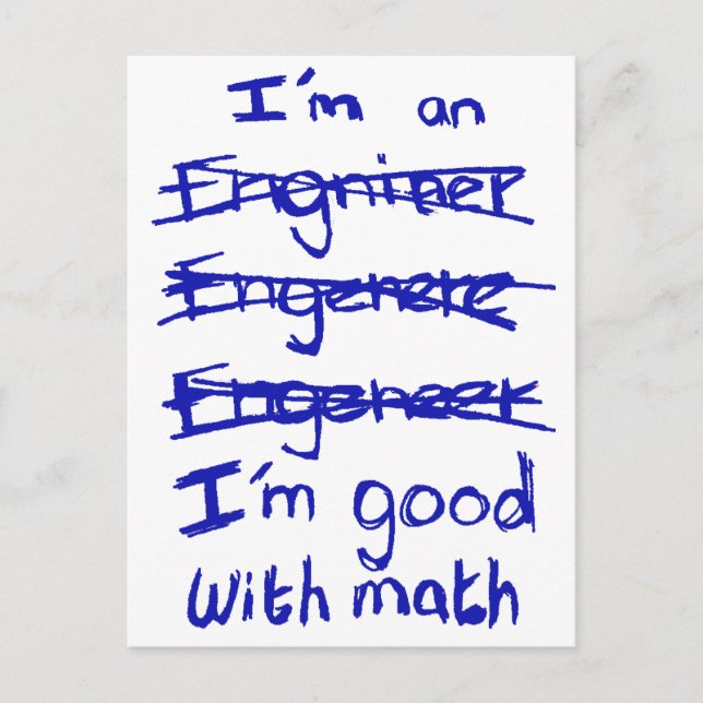 Carte Postale I'm à Engineer, I'm Good With Math Postcards (Devant)