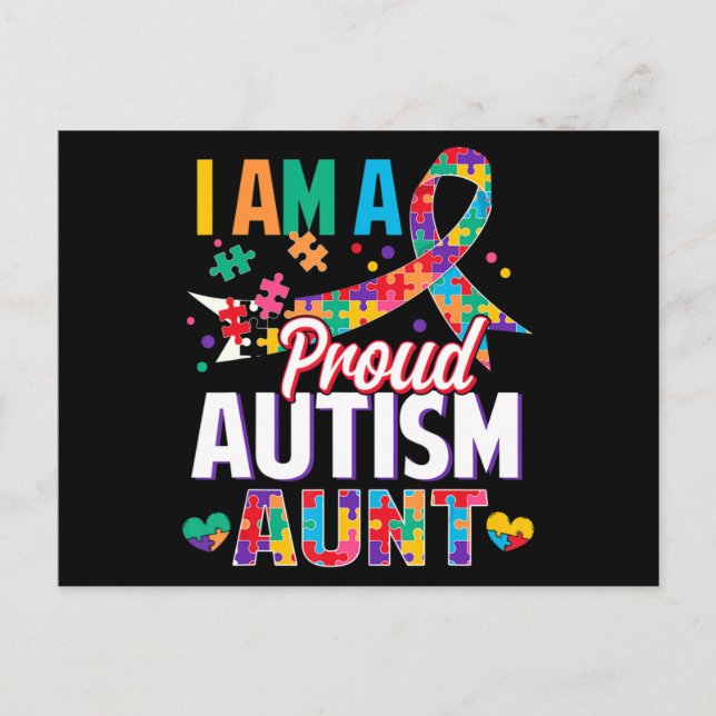 Carte Postale I'm a Proud Autism Aunt Autism Awareness Puzzle Pi (Devant)