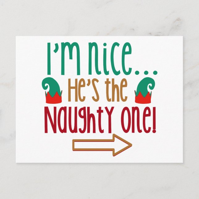 Carte Postale Im Nice Hes Naughty Elf Casquette (Devant)