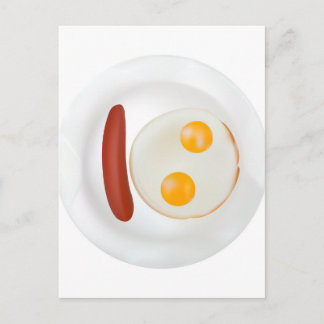 Carte Postale Image amusante d'oeufs brouillés avec saucisse