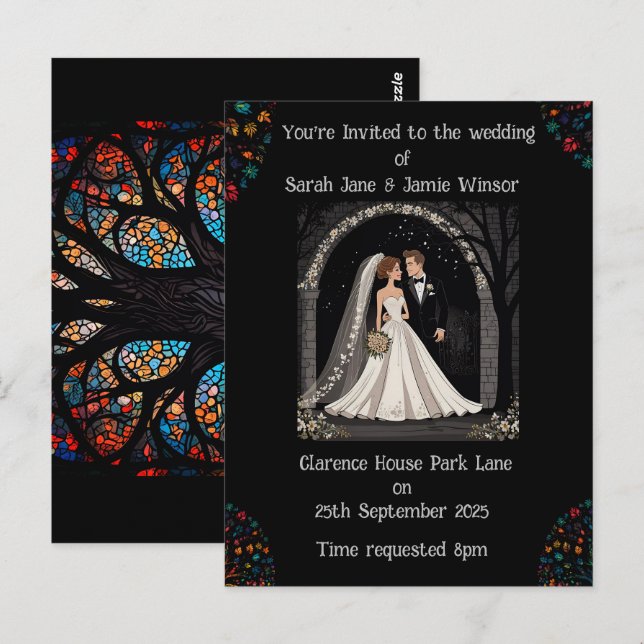 Carte Postale Image de dessin d'Invitation personnalisé mariage (Devant / Derrière)
