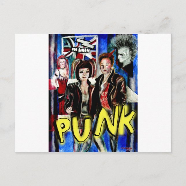 Carte Postale image de mode rock punk (Devant)
