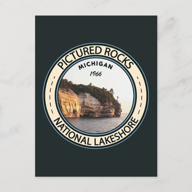 Carte Postale Image de Rocks National Lakeshore Michigan Badge (Devant)