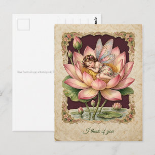 Carte Postale Image de Scrap Vintage - Fée dormant dans un Lotus