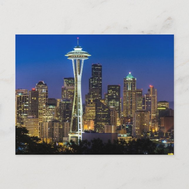 Carte Postale Image de Seattle Skyline le matin. (Devant)