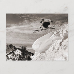 Carte Postale Image de ski vintage, Sauts ensemble