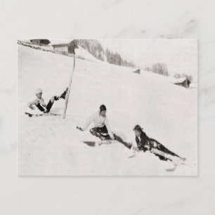 Carte Postale Image de ski vintage, Tumbling down