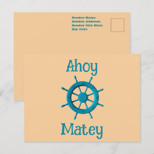 Carte Postale Image photo d'un volant de direction de bateau alt