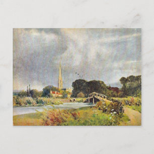 Carte Postale Image vintage, Cathédrale et rivière Salisbury, 19