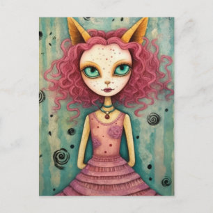 Carte Postale Imaginaire Alien de chats roses femme médias mixte