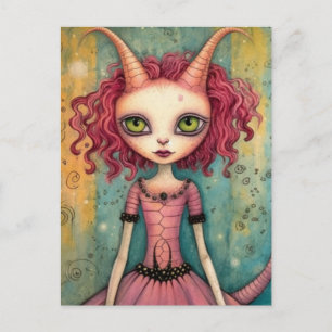 Carte Postale Imaginaire Alien rose Femme Médias mixtes