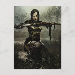 Carte Postale Imaginaire Art, Femme guerrière avec épée