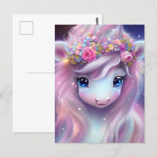 Carte Postale Imaginaire bébé adorable Unicorne