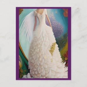 Carte Postale Imaginaire blanc Peacock Mariage robe Fashionista 