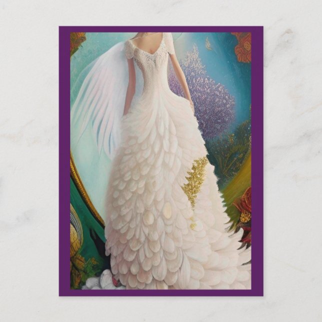 Carte Postale Imaginaire blanc Peacock Mariage robe Fashionista  (Devant)