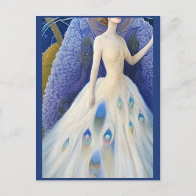Carte Postale Imaginaire blanc Peacock Mariage robe Mode Diva P (Devant)