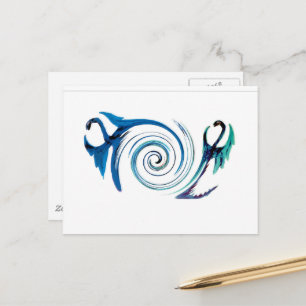 Carte Postale Imaginaire Bleu Bleu Dragons