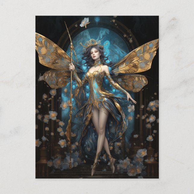 Carte Postale Imaginaire Blue Gold Fairy (Devant)
