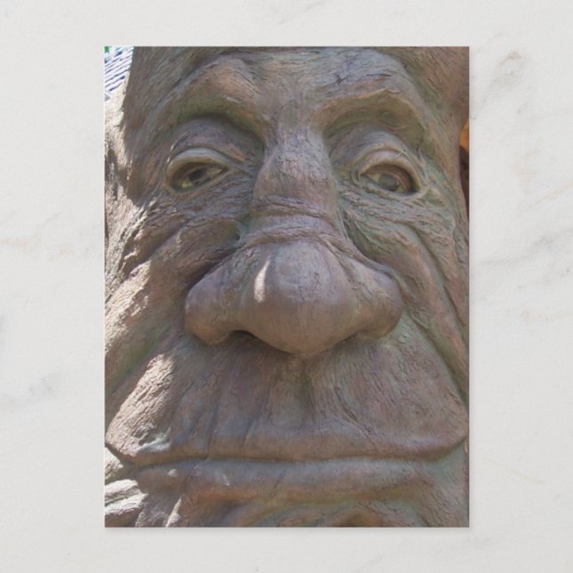 Carte Postale Imaginaire Bois sculptant Vieux visage dans l'arbr (Devant)