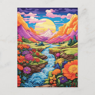 Carte Postale Imaginaire coloré Paysage Arrière - plan