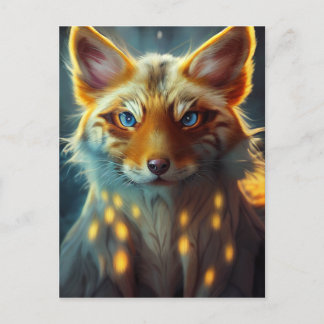 Carte Postale Imaginaire de rêve Blue Eyed Fox Vixen Portrait