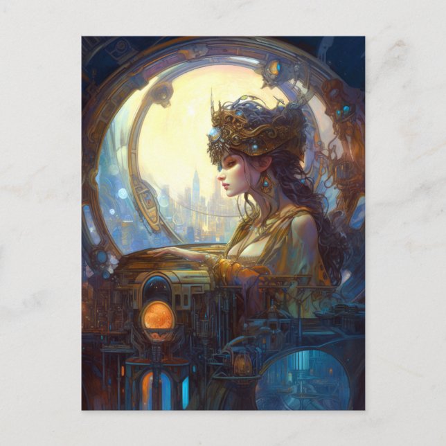 Carte Postale Imaginaire de science-fiction Sci-Fi Art nouveau d (Devant)