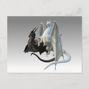Carte Postale Imaginaire Dragons noir et blanc