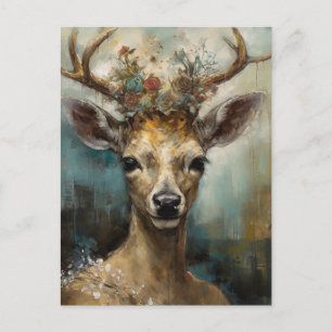 Carte Postale Imaginaire Fairy Tale Deer Woman Boho