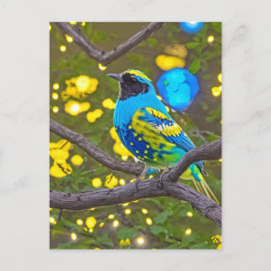 Carte postale Imaginaire jaune bleu Meadowlark Bir