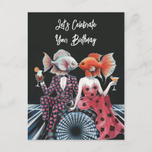 Carte Postale Imaginaire Kissing Fish Célébrer un joyeux anniver