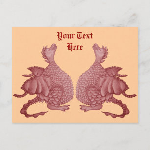 Carte Postale imaginaire mythique créature dragon rouge pour jum